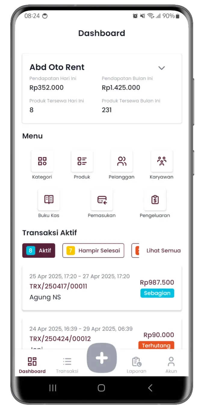 Dashboard RentTap